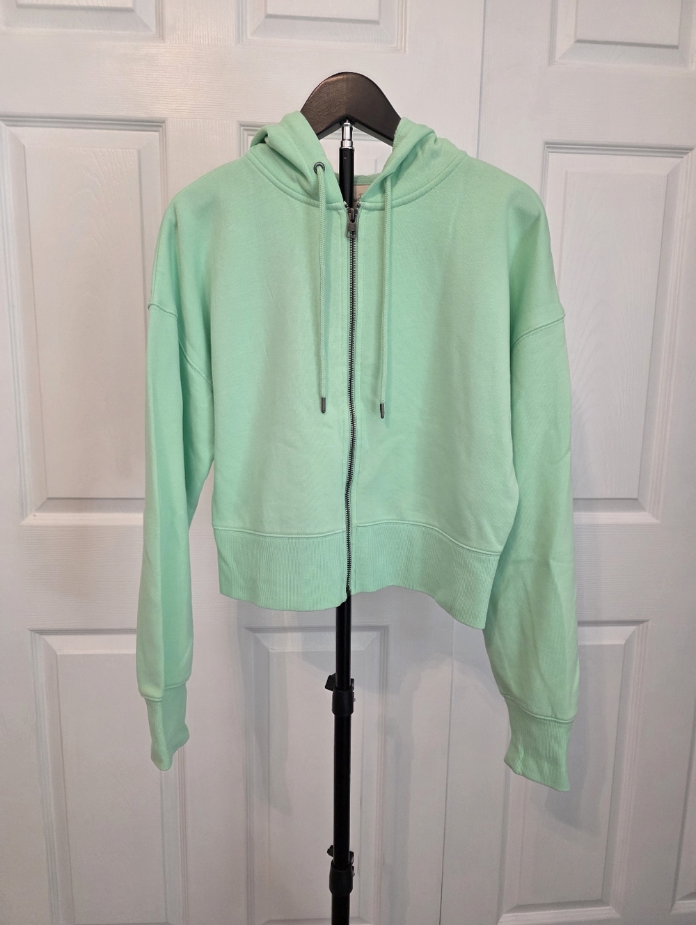 Mint Cropped Zip-Up Hoodie Jacket